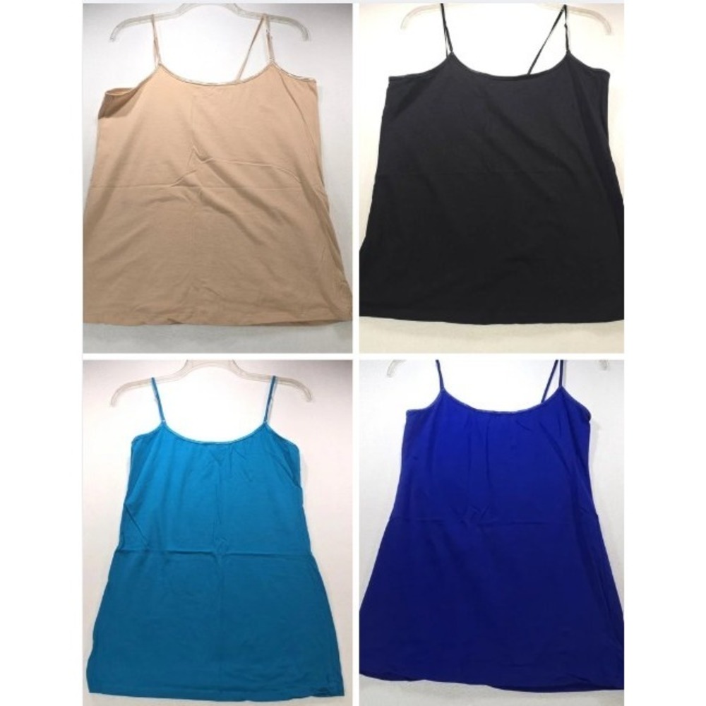 4 Pack Bozzolo Womens 2X Cami Tank Top Bundle Cotton Stretch Adjustable Straps